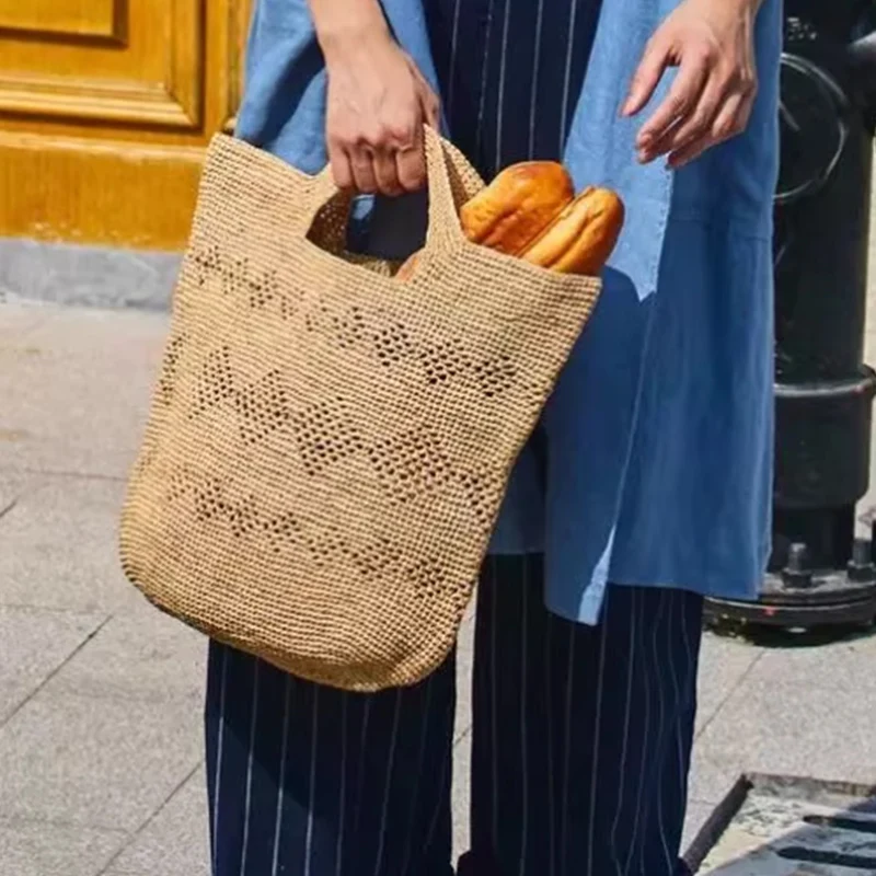 ファッションカジュアル大容量天然ラフィア草ストロー織りバッグ - Women'S Raffia Bags のレビューと価格