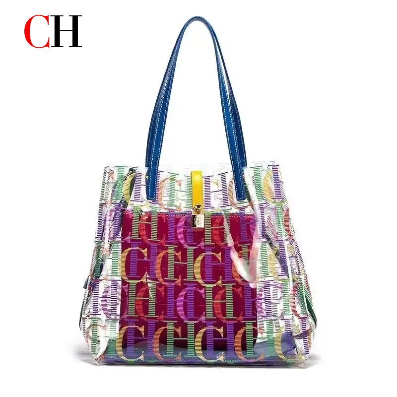 CH レディース PVC 透明トートバッグ、カラフルなレター - Women'S Bags Handbags のレビューと価格
