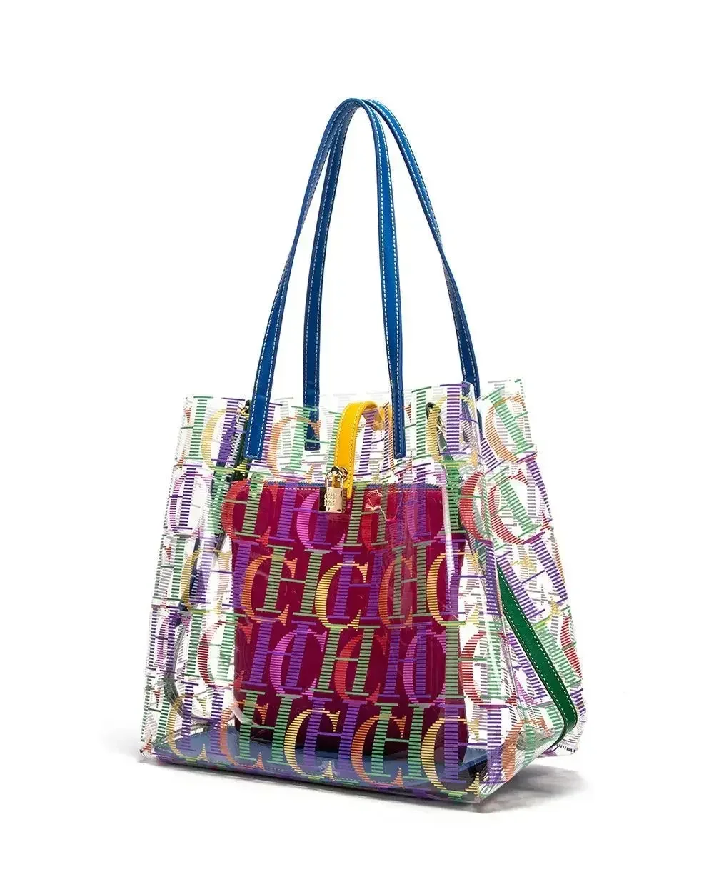 CH レディース PVC 透明トートバッグ、カラフルなレター - Women'S Bags Handbags のレビューと価格