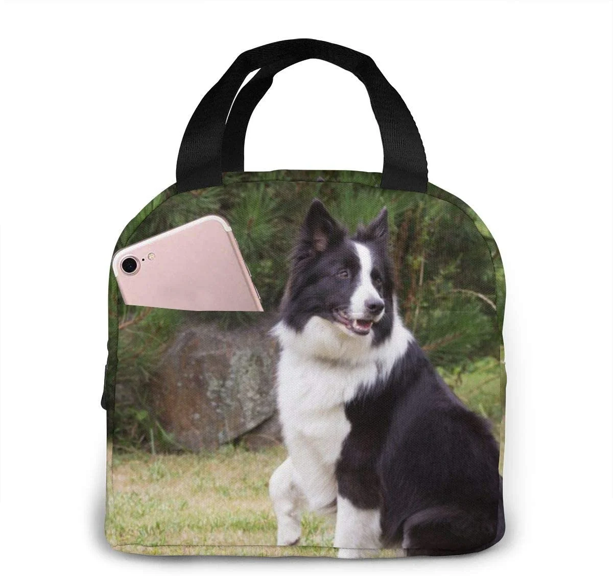 ランチバッグ、若いボーダーコリー犬のイラスト入り、保温機能付 - Women'S Young Bags のレビューと価格