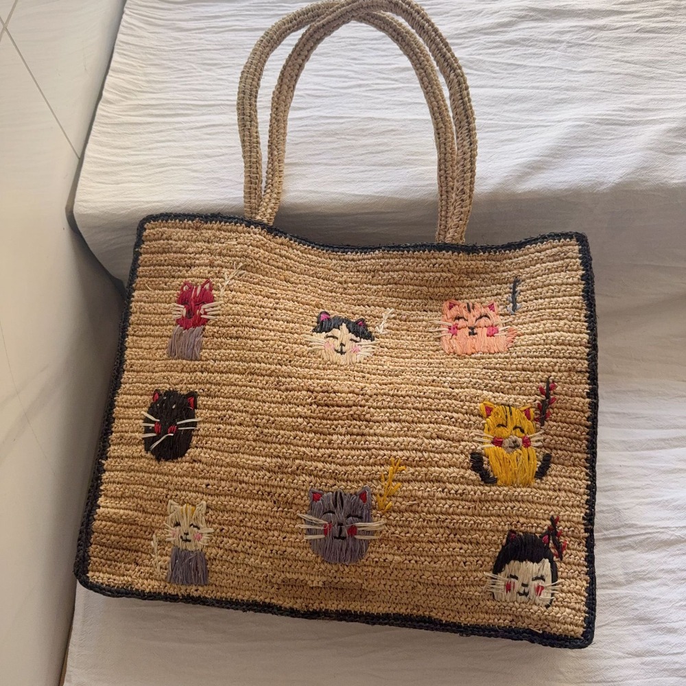 2026年新作ラフィア織りショルダーバッグ手刺繍可愛い小動物 - Women'S Raffia Bags のレビューと価格